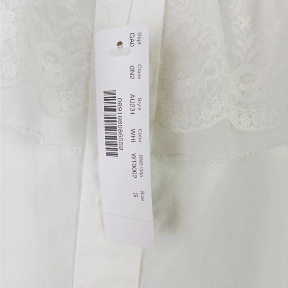 J.Crew SZ S Lace Ruffle Button Up Shirt In White NWT - Picture 4 of 6